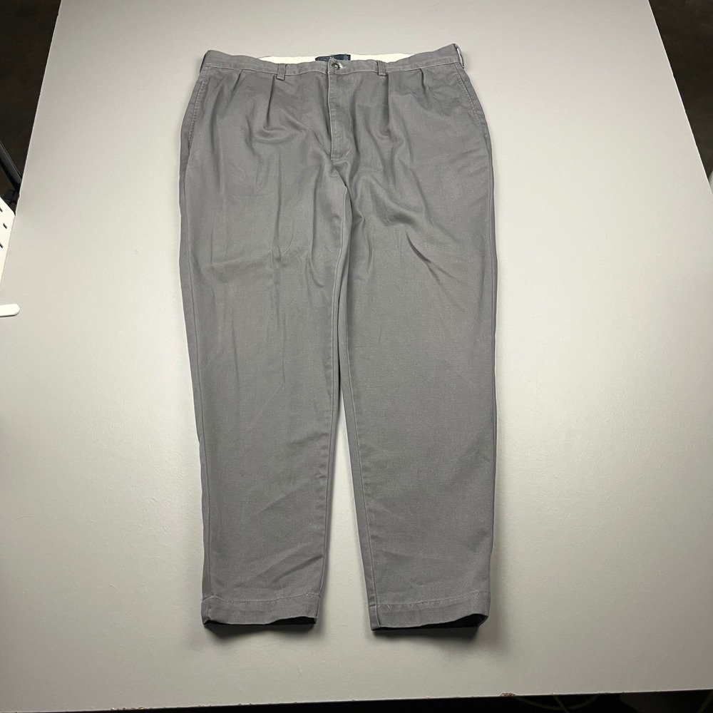 VTG Polo Ralph Lauren Andrew Pant Mens 40/30 Grey Pleated Chino Trousers Cotton